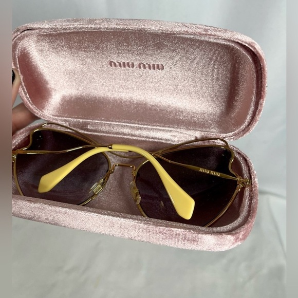 Miu Miu | womens retro pink & yellow sunglassses/aviators &‎ case (SMU56R) - Picture 2 of 7